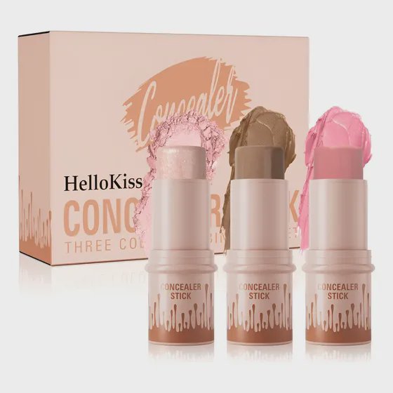 Kit 3 Bastões Corretivo E Blush Facial Hellokiss