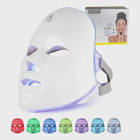 Máscara Facial Led 7 Cores Fototerapia Recarregável Usb