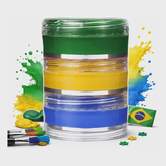 Kit 3 Cores Tinta Facial Cremosa Brasil Copa Do Mundo Make
